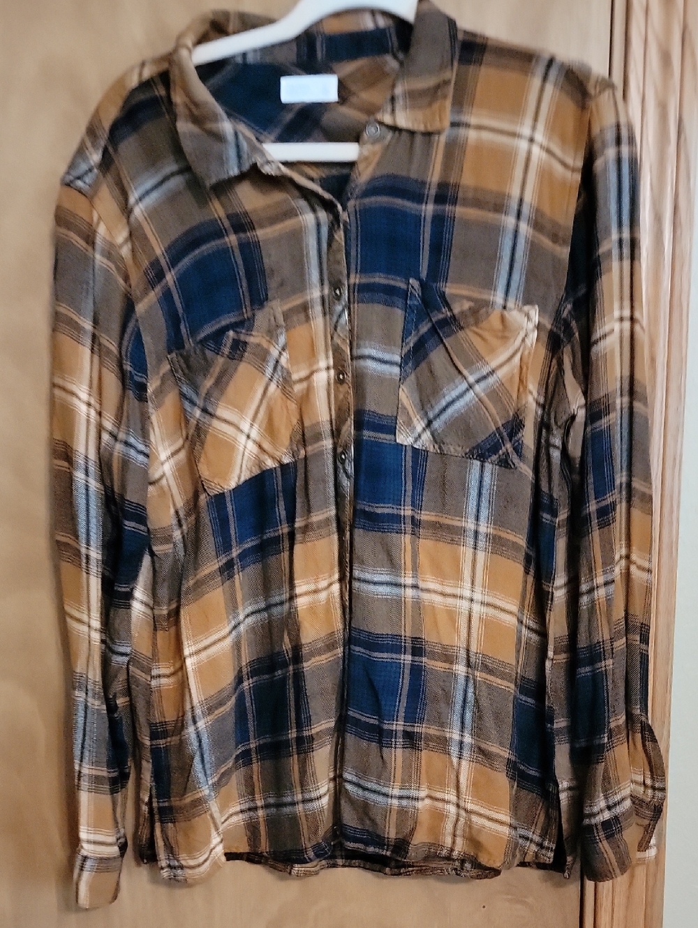 Maurices Plaid Button-Down Shirt in Green and Mustard